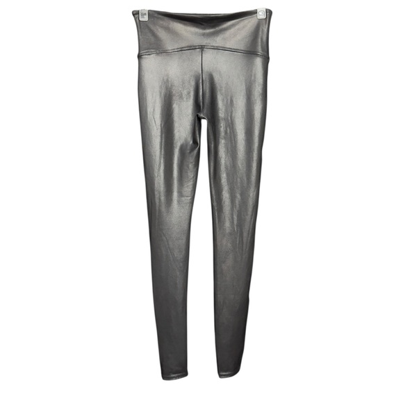 SPANX Black Faux Leather Look Leggings High Waist Medium - Picture 2 of 6